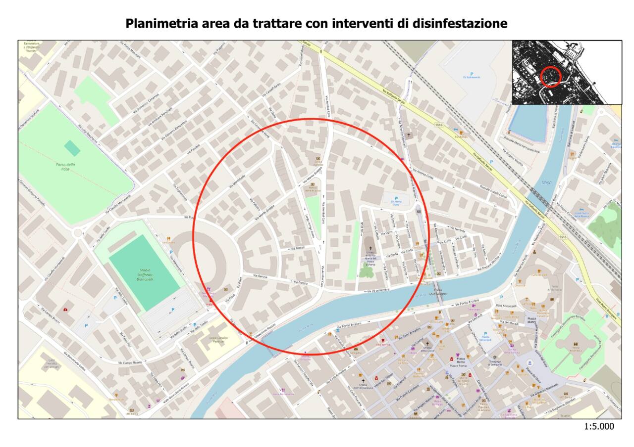 Caso di febbre dengue a Senigallia: la mappa dell'intervento di disinfestazione